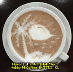 Hawaii Latte Art on a hot chocolate in Malaysia Barista